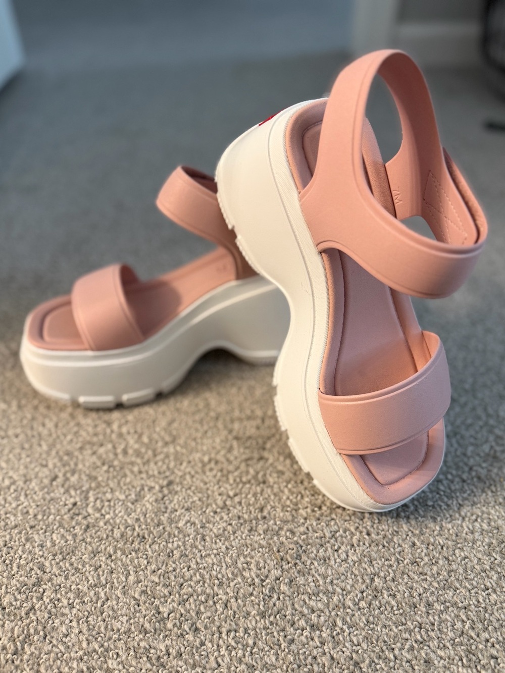 Hunter Chunky Platform Sandals in Blush Pink